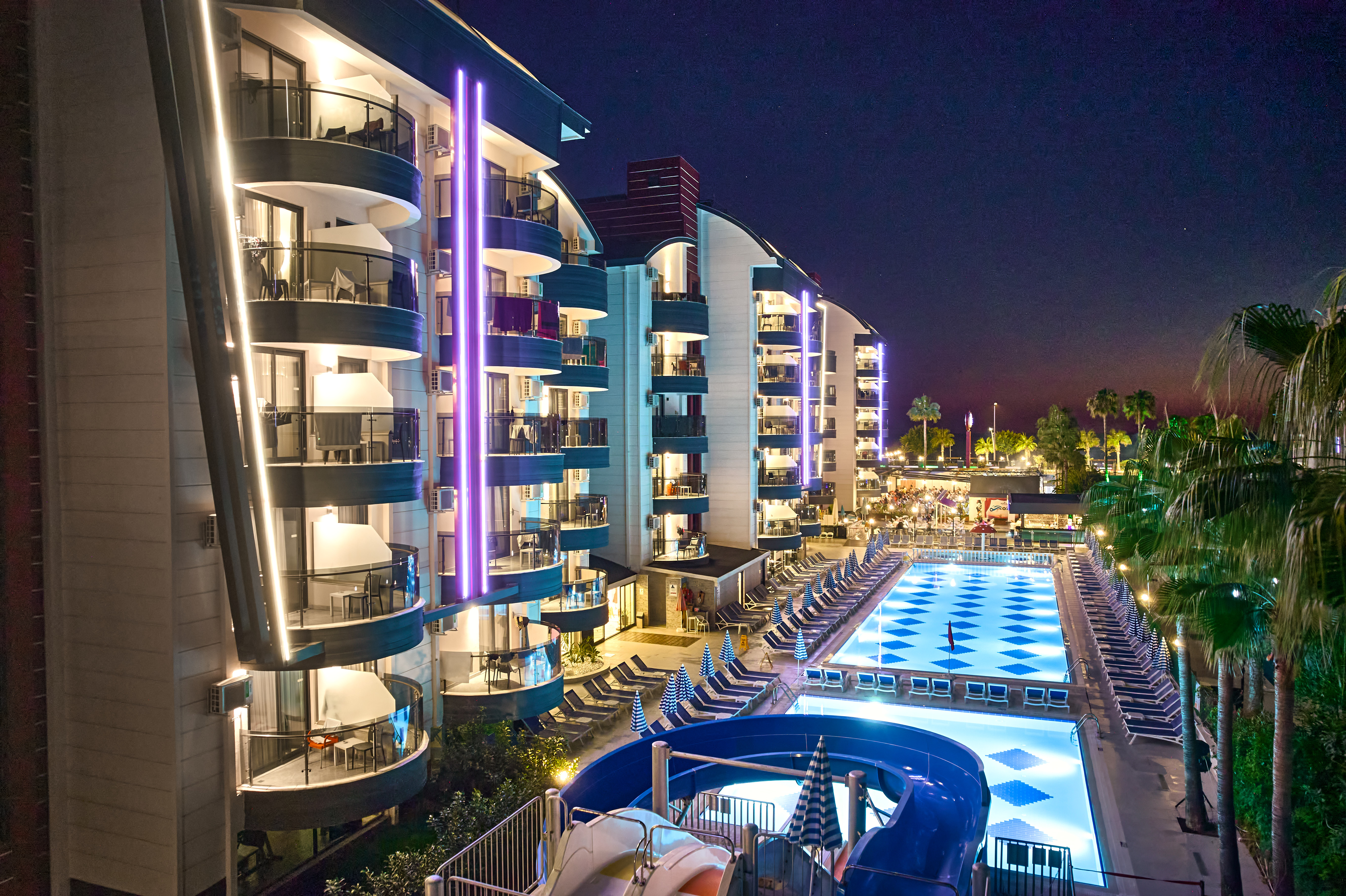 Grand Uysal Beach & Spa Hotel illuminated at night in 2026