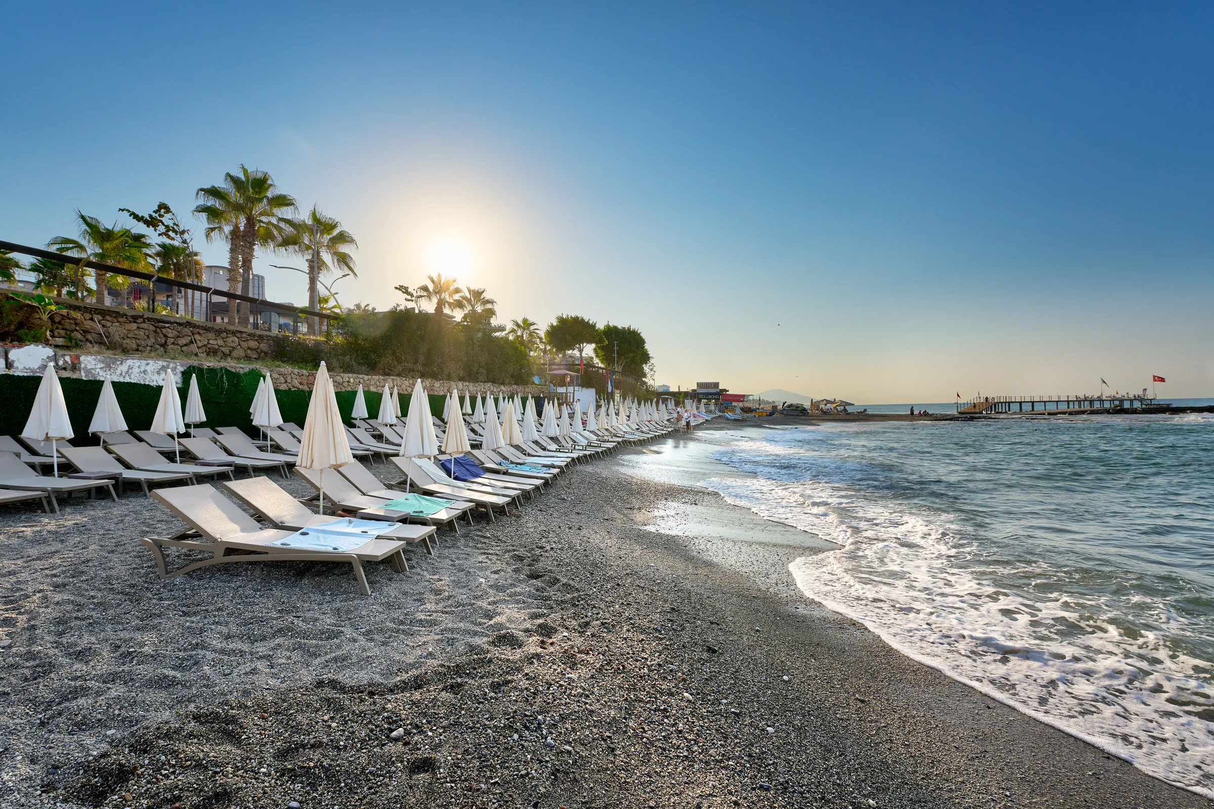 Grand Uysal Beach & Spa Hotel private beach and the Mediterranean